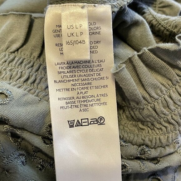 By Anthropologie Large Petite LP Crop Tube Top Green Eyelet Embroidered - Picture 8 of 9